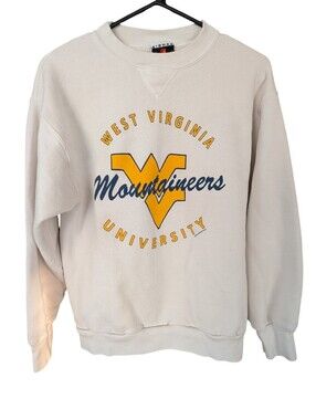 Vintage West Virginia Mountaineers Cream University Crewneck Sweatshirt